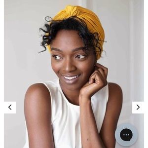 Grace Eleyae Mustard Satin-Lined Knot Turban for Hair